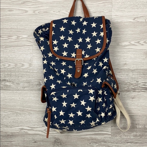 Bueno Navy Canvas Stars Backpack - Picture 1 of 7